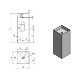 Wastafel vrijstaand Tamesis 36x36x87cm composiet mat wit zonder kraangat