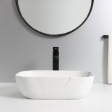 Keramische ovale opbouw waskom Oval Mini Calacatta 46x33cm marmer look