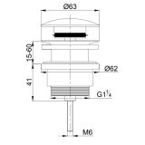 Luxe click waste afvoerplug Clic-Clac 1¼" chroom inclusief wastafel overloop rozet rond open chroom