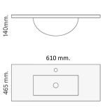 Solid Surface wastafel Florence 61x46cm wit mat