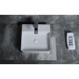 Keramische rechthoekige opbouw waskom Square 40x40cm wit met kraangat
