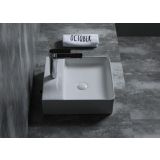 Keramische rechthoekige opbouw waskom Square 40x40cm wit met kraangat