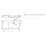 Vrijhangende composiet wastafel New York 120cm rechts