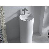 Wastafel vrijstaand Rin ø39x87cm composiet mat wit met kraangat