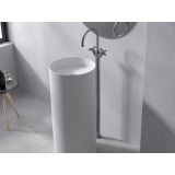 Wastafel vrijstaand Rin ø39x87cm composiet mat wit zonder kraangat