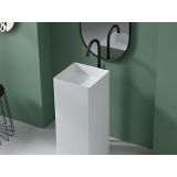 Wastafel vrijstaand Tamesis 36x36x87cm composiet mat wit zonder kraangat