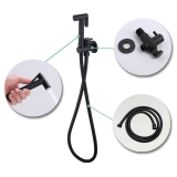 Bidetdouche of toiletdouche met stopkraan en slang 150 cm mat zwart