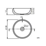 Composiet opbouw waskom rondo Ø36cm mat wit