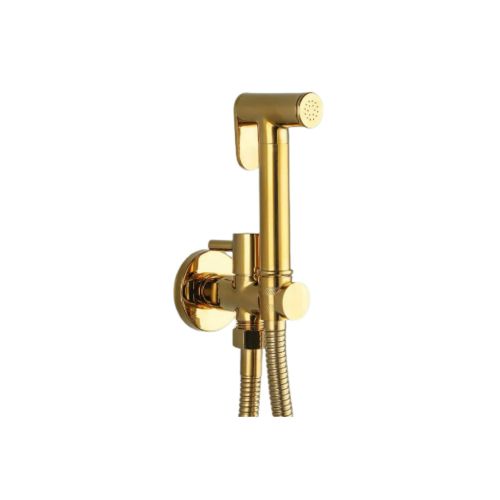 Bidetdouche of toiletdouche met stopkraan en slang 150 cm goud glans