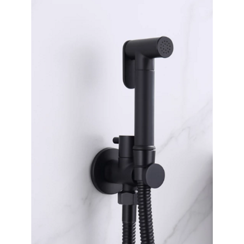 Bidetdouche of toiletdouche met stopkraan en slang 150 cm mat zwart