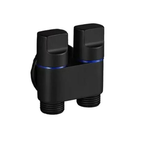 Dubbele hoekstopkraan Rondo zwart