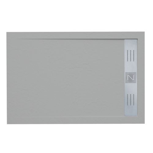 Composiet douchebak met RVS afvoergoot Evolution Eco 100x110 cm leisteen licht grijs RAL 7035