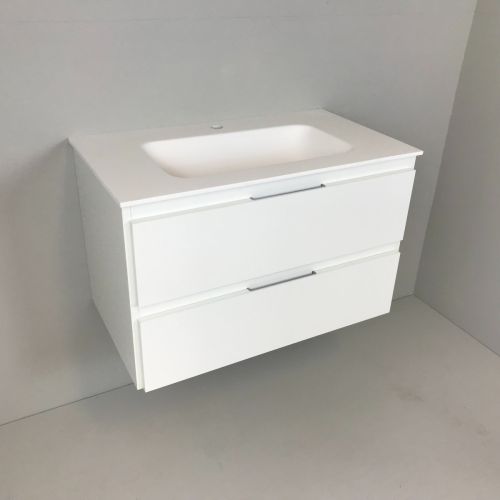Badmeubel Blanco 80cm, wit mat met Solid Surface wastafel